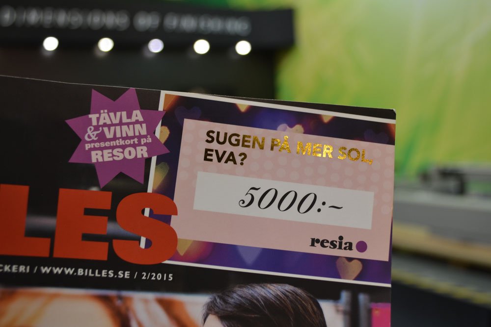 Eksempel på personalisert gullfoliering.